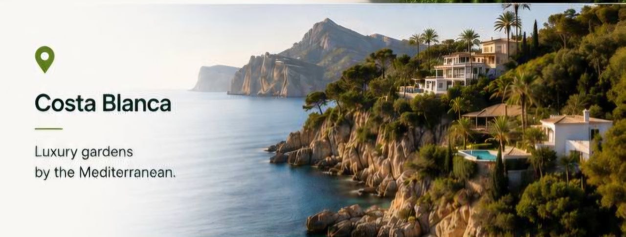 Coastline of Costa Blanca with luxury villas overlooking the Mediterranean sea